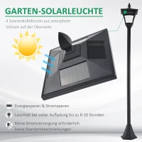 Outsunny® Tuinlantaarn zonne-energie lantaarn 40 lumen zwart 160 H cm tuinpadverlichting met led 18 x 160 cm(m-4)