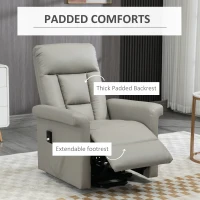 HOMCOM Power Lift Chair, PU Leather Recliner Sofa Chair for Elderly with Remote Control, Side Pocket, Grey(m-7)