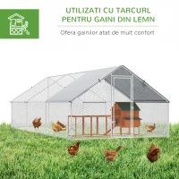 Pawhut Cotet Gaini Aer Liber – Tarc Zincat cu Plasa & Acoperis Impermeabil(m-5)