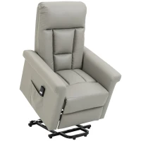 HOMCOM Power Lift Chair, PU Leather Recliner Sofa Chair for Elderly with Remote Control, Side Pocket, Grey(m-1)