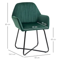 HOMCOM Modern Arm Chair Upholstered Accent Chair with Metal Base for Living Room Green(m-3)