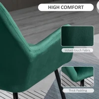 HOMCOM Modern Arm Chair Upholstered Accent Chair with Metal Base for Living Room Green(m-5)