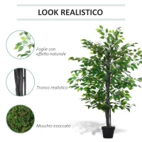 Outsunny Albero Baniano Artificiale, Pianta Finta Decorativa Interno ed Esterno Alta 145cm, Verde(m-5)