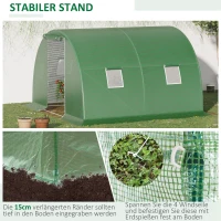 Outsunny Foliengewächshaus begehbares Polytunnel 3 x 3 m Gewächshaus mit 4 Fenster Treibhaus Frostschutz Stahlrohr Dunkelgrün(m-5)