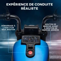HOMCOM Moto électrique pour enfants 3 km/h 6V avec phare LED 2 roues d'entraînement de 18 à 36 mois avec moteur puissant bleu(m-4)
