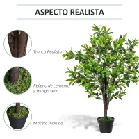 Outsunny Planta Artificial 120 cm de Altura Árbol de Olivo Sintético con 1080 Hojas Realistas y 108 Frutos Verde(m-5)