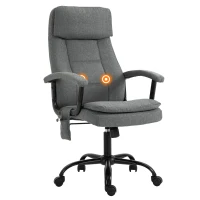 Vinsetto Office Chair, Linen Fabric Desk Chair with 2 Point Massage in Lumbar, Adjustable Height, Rolling Wheels, Grey(m-10)