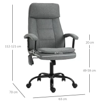 Vinsetto Office Chair, Linen Fabric Desk Chair with 2 Point Massage in Lumbar, Adjustable Height, Rolling Wheels, Grey(m-3)