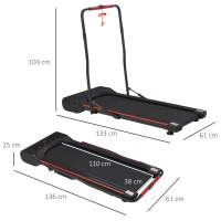 HOMCOM Foldable Walking Machine Treadmill 1-6km/h with LED Display & Remote Control Exercise Fitness for Home Office(m-3)