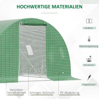Outsunny Foliengewächshaus begehbares Polytunnel 3 x 3 m Gewächshaus mit 4 Fenster Treibhaus Frostschutz Stahlrohr Dunkelgrün(m-4)