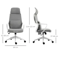 Vinsetto Office Chair, Fabric Desk Chair, Computer Gaming Chair with 2 Points Massage Lumbar Pillow, Adjustable Headrest and Seat Height, Rolling Swivel Wheels for Home Work Study, Grey(m-3)