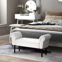 HOMCOM Banco Zapatero Banqueta con Brazos Tapizada tipo Banco de Madera para Dormitorio Salón Recibidor 102x36x51cm Carga 130kg(m-2)