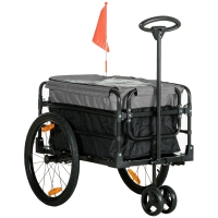 HOMCOM Cargo Trailer Handcart 130 x 64 x 103 cm Stal Czarny+Szary