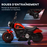 HOMCOM Moto électrique pour enfants 3 km/h 6V avec phare LED 2 roues d'entraînement de 18 à 36 mois avec moteur puissant rouge(m-5)