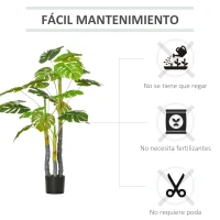 HOMCOM Árbol Tropical Decorativo Altura 120 cm con 20 Hojas para Hogar Salón Dormitorio Verde(m-5)