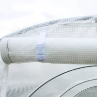 Outsunny 3 x 2 x 2m Greenhouse Replacement Cover ONLY Winter Garden Plant PE Cover for Tunnel Walk-in Greenhouse with Roll-up Windows Door Outdoor, White(m-9)