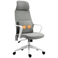 Vinsetto Office Chair, Fabric Desk Chair, Computer Gaming Chair with 2 Points Massage Lumbar Pillow, Adjustable Headrest and Seat Height, Rolling Swivel Wheels for Home Work Study, Grey(m-11)