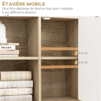 HOMCOM Bibliothèque scandinave 4 niches + 2 placards avec étagère dim. 80L x 24l x 123H cm Pieds effilés inclinés Bois Massif Chêne(m-4)