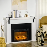 HOMCOM Cheminée électrique 1800 W effet flamme luminosité réglable sur 3 niveaux avec télécommande minuterie blanc(m-2)
