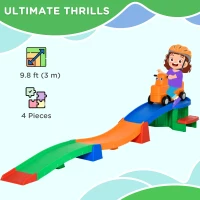 AIYAPLAY 3(m) Four-Piece Ride on Kids Roller Coaster w/ Non-Slip Steps, for Ages 2-5 Years - Multicoloured(m-4)