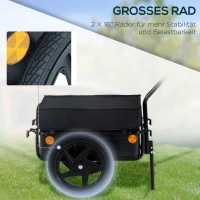 HOMCOM Lastenanhänger, Fahrradanhänger, abnehmbarer Korb, Universalkupplung, bis 40 kg, Stahl, schwarz, 144 x 59 x 80cm(m-6)