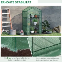 Outsunny Mini-Gewächshaus Anzuchtgewächshaus mit Folienabdeckung und 3 Regalböden Regale Rolltür Gemüsebeet(m-7)