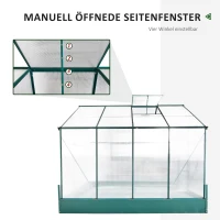 Outsunny Gewächshaus, begehbar, automatische Belüftung, Wärmeregulierung, transparent+grün, 250 x 190 x 219 cm(m-5)