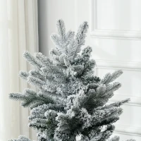 HOMCOM Sapin de Noël artificiel, pin naturel enneigé 267 branches de neige ouverture automatique base en acier 135 cm vert(m-8)
