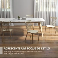 HOMCOM Conjunto de 4 Cadeiras Estilo Nórdico com Encosto Alto e Pés de Madeira de Faia 43x52,5x83cm Bege e Madeira(m-4)