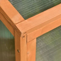 Outsunny Frühbeet Treibhaus Gewächshaus Frühbeetkasten Pflanzenbeet mit Abdeckung aus Holz und Polycarbonat wetterfest Orange 90 x 80 x 58 cm(m-9)
