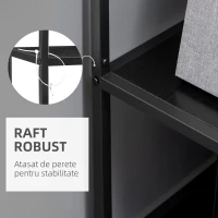 HOMCOM Biblioteca cu 7 nivele din PAL si otel pentru sufragerie, dormitor si birou, 83x34x180 cm, negru(m-6)