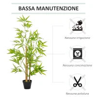 Outsunny Set 2 Piante di Bambù Artificiali in Vaso da 120cm per Interni ed Esterni(m-6)