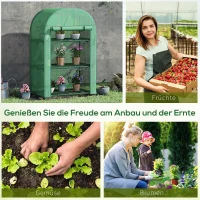 Outsunny Foliengewächshaus Balkon mit 3 Ablagen Mini Gewächshaus Treibhaus Tomatenhaus Pflanzenhaus Frühbeet Metall Grün 80 x 49 x 120 cm(m-7)