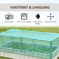 Outsunny Hochbeet mit Stahlrahmen Gewächshaus 174 x 90 x 70 cm Frühbeetkasten Tomatenhaus Treibhaus Nylon Weiß+Grün(m-4)