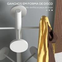 HOMCOM Cabide de Pé com Suporte para Guarda Chuvas Cabide de Pé para Roupas de Metal com 12 Ganchos Ø34x177 cm Branco(m-5)