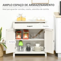 HOMCOM Aparador de Cozinha com 1 Gaveta e Prateleira Interior Ajustável Móvel Auxiliar Decorativo 80x39,7x80 cm Branco(m-4)