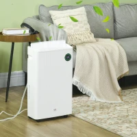 HOMCOM 5500mL Portable Dehumidifier with Air Purifier, UVC, Ioniser, 24H Timer, 5 Modes, 16L/Day, for Home Laundry, White(m-2)