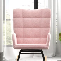 HOMCOM Fotel bujany, fotel akcentowy do 120 kg, poliester, różowy(m-7)