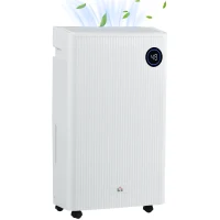 HOMCOM 5500mL Portable Dehumidifier with Air Purifier, UVC, Ioniser, 24H Timer, 5 Modes, 16L/Day, for Home Laundry, White(m-1)
