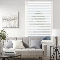 HOMCOM Doppelrollo mit Fernbedienung, USB-Schnittstelle, aufladbarer Akku, 120 cm x 180 cm x 7 cm, Weiß(m-2)