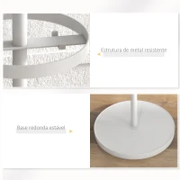 HOMCOM Cabide de Pé com Suporte para Guarda Chuvas Cabide de Pé para Roupas de Metal com 12 Ganchos Ø34x177 cm Branco(m-6)