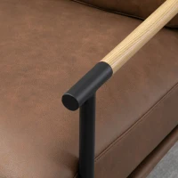 HOMCOM Poltroncina Imbottita Stile Industriale in Similpelle e Acciaio, 72x76x80cm, Marrone(m-9)