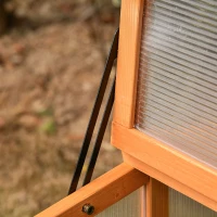 Outsunny Frühbeet Treibhaus Gewächshaus Frühbeetkasten Pflanzenbeet mit Abdeckung aus Holz und Polycarbonat wetterfest Orange 90 x 80 x 58 cm(m-8)