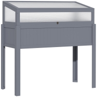 Outsunny Hochbeet Holz mit Frühbeet 2-in1 Gewächshaus Tomatenhaus Gemüsebeet Kräuterbeet Pflanzkasten für Garten Balkon und Terrasse Polycarbonat Grau 120 x 54 x 112/122 cm