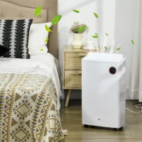 HOMCOM 5500mL Portable Dehumidifier with Air Purifier, UVC, Ioniser, 24H Timer, 5 Modes, 16L/Day, for Home Laundry, White(m-10)