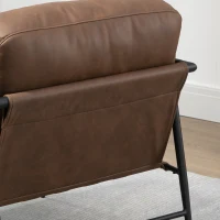 HOMCOM Poltroncina Imbottita Stile Industriale in Similpelle e Acciaio, 72x76x80cm, Marrone(m-7)