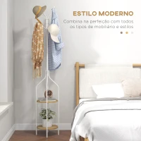HOMCOM Cabide de Pé com 2 Prateleiras Cabide de Pé para Roupa de Metal com 8 Ganchos Ø34x181 cm Branco(m-4)