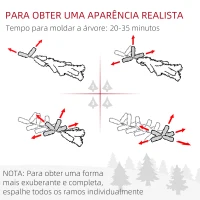 HOMCOM Árvore de Natal Artificial 180 cm Árvore de Natal com 648 Ramos Fácil de Montar e Base Desmontável de Aço Ø70x180 cm Verde(m-6)