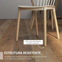 HOMCOM Conjunto de 4 Cadeiras Estilo Nórdico com Encosto Alto e Pés de Madeira de Faia 43x52,5x83cm Bege e Madeira(m-6)
