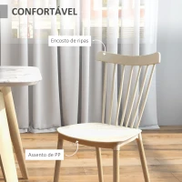 HOMCOM Conjunto de 4 Cadeiras Estilo Nórdico com Encosto Alto e Pés de Madeira de Faia 43x52,5x83cm Bege e Madeira(m-5)
